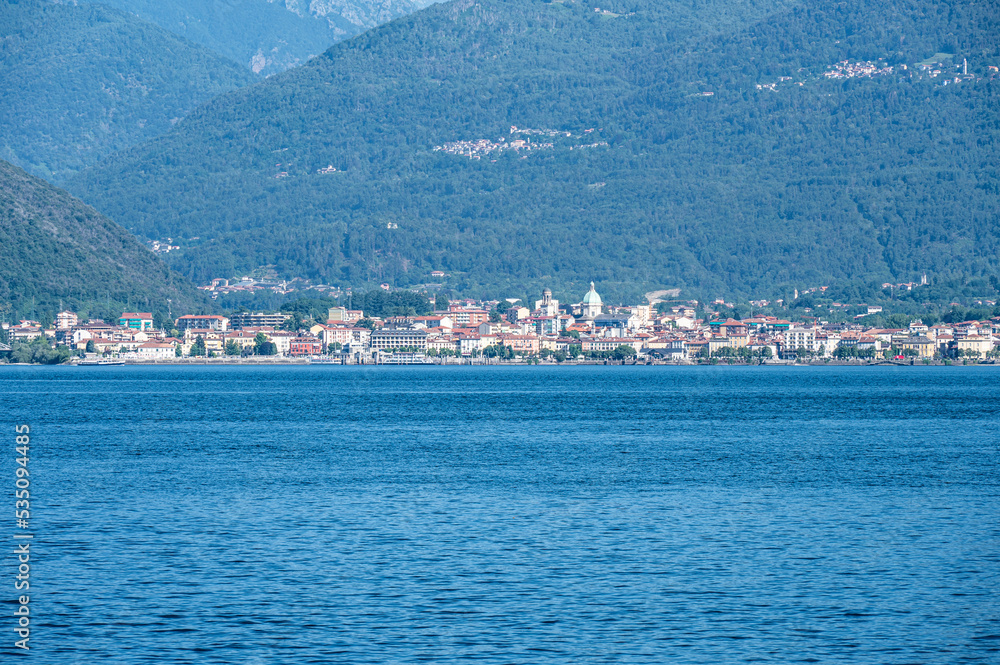 Aerial view of Verbania and Intra in the Lake Maggiore