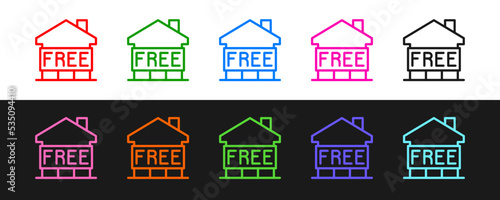Set line Shelter for homeless icon isolated on black and white background. Emergency housing, temporary residence for people, bums and beggars without home. Vector