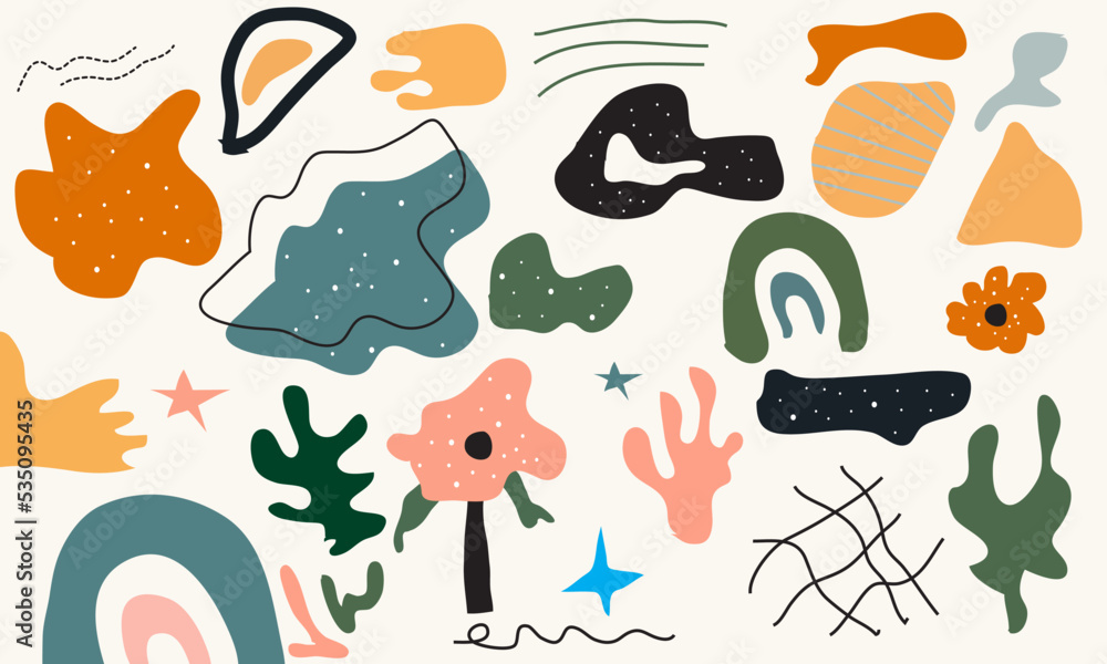 unique flat Big set of hand drawn various shapes and doodle objects. Abstract contemporary modern trendy . All elements are isolated.vector illustration