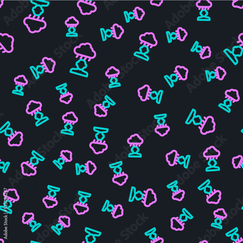 Line Depression and frustration icon isolated seamless pattern on black background. Man in depressive state of mind. Mental health problems. Vector