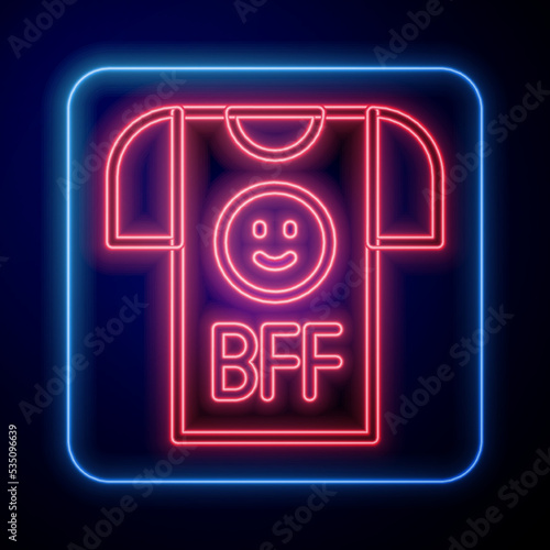 Glowing neon BFF or best friends forever icon isolated on black background. Vector