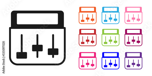 Black Drum machine music producer equipment icon isolated on white background. Set icons colorful. Vector