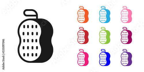 Black Washcloth icon isolated on white background. Bath house sauna washcloth sign. Item for pleasure and relaxing. Set icons colorful. Vector