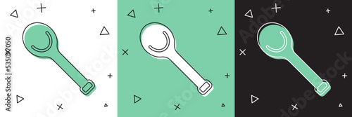 Set Sauna ladle icon isolated on white and green, black background. Vector