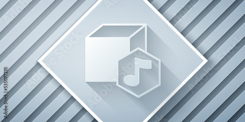 Paper cut NFT Digital crypto art icon isolated on grey background. Non fungible token. Paper art style. Vector