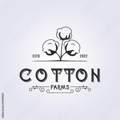 retro classic cotton farm logo vector illustration design