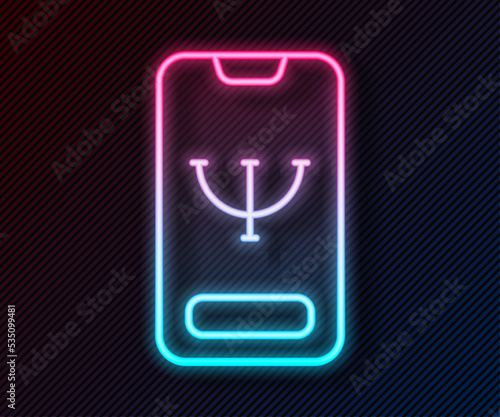 Glowing neon line Online psychological counseling distance icon isolated on black background. Psychotherapy, psychological help, psychiatrist online consulting. Vector