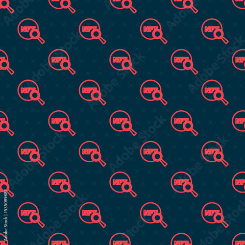 Red line Search NFT icon isolated seamless pattern on black background. Non fungible token. Digital crypto art concept. Vector