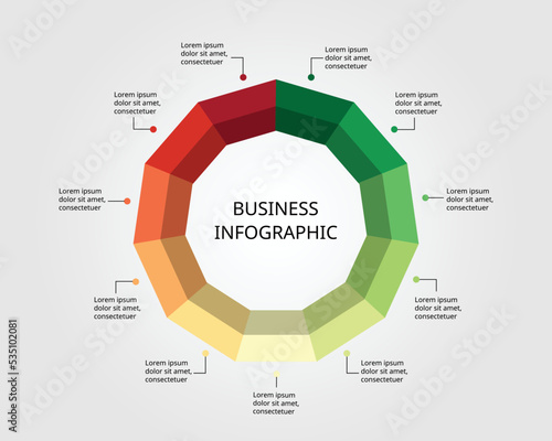 hendecagon shape template for infographic for presentation for 11 element
