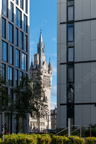 1 October 2022. Aberdeen  Scotland. This is an architecular view around Marischal Square in Aberdeen on a sunny October afternoon.