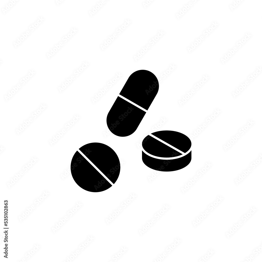 Pills icon vector for web and mobile app. capsule icon. Drug sign and symbol Pills icon vector for web and mobile app. capsule icon. Drug sign and symbol