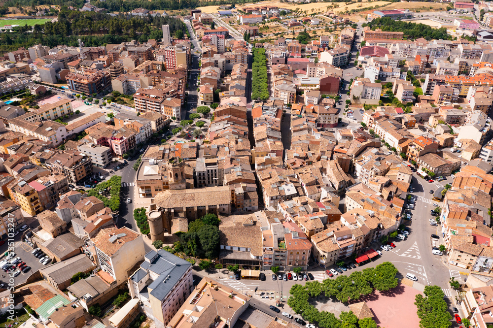 Aerial photo of Tremp. Spanish town in province of Lleida from above.