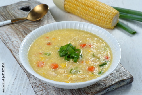 Chinese corn and chicken soup- healthy food style