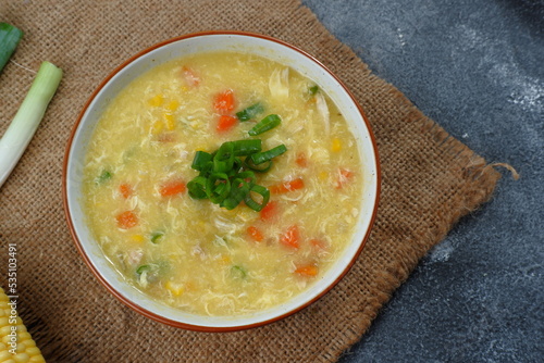 Chinese corn and chicken soup- healthy food style