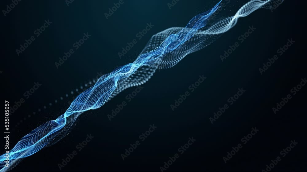 Futuristic video animation with particle wave object in slow motion, 4096x2304 loop 4K Futuristic video animation with particle wave object in slow motion, 4096x2304 loop 4K