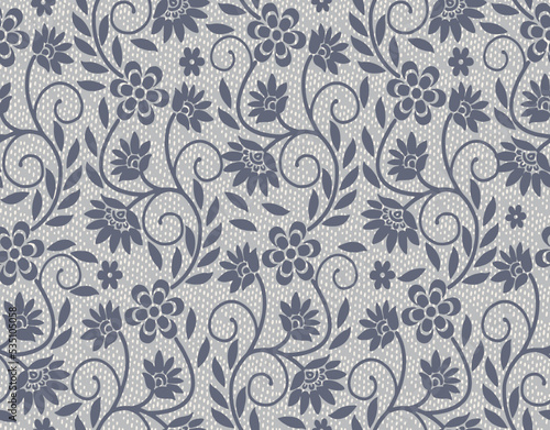 Floral vintage blue background with paisley ornament. Seamless vector pattern,Paisley and ethnic flowers seamless Fabric pattern. floral vintage background © belleza