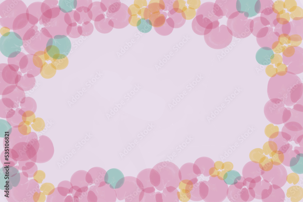 Floral pink frame with copy space on pale pink background