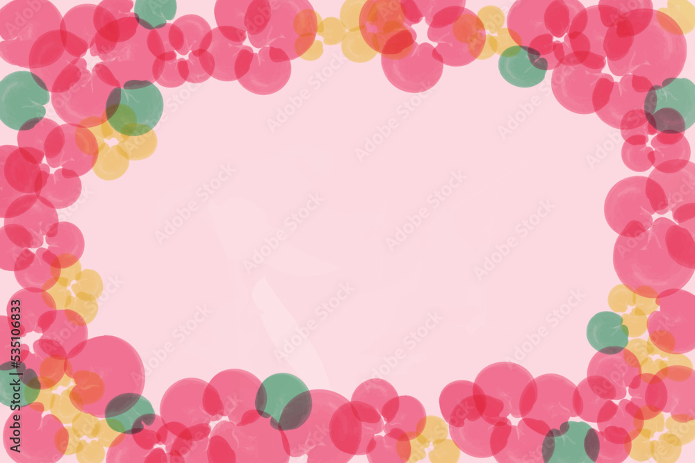 Floral red frame with copy space on pink background