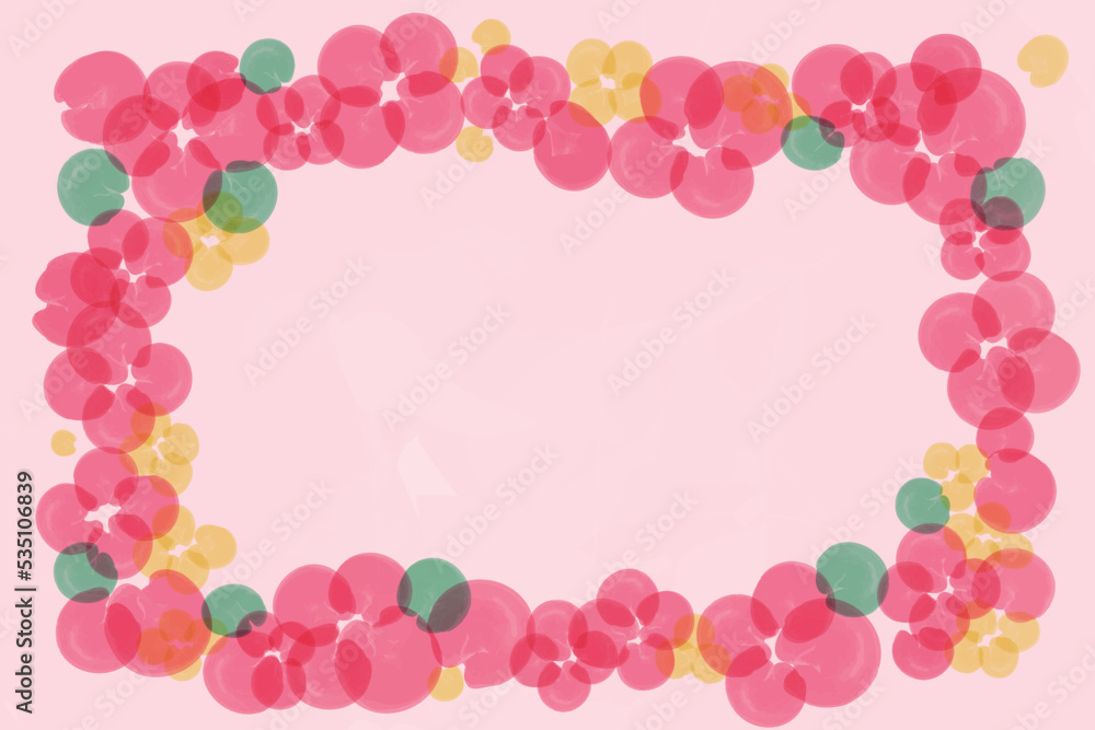 Floral red frame with copy space on pink background