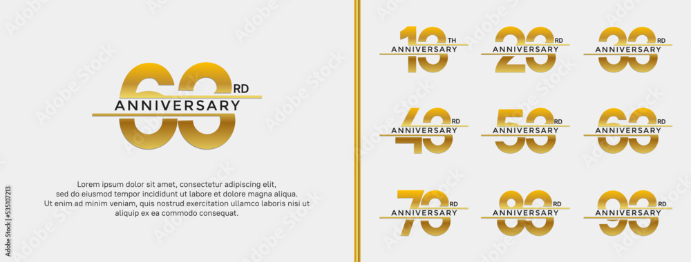 set of anniversary logo golden color on white background for celebration moment