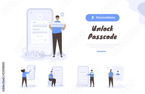 Unlock passcode login access illustration bundle pack