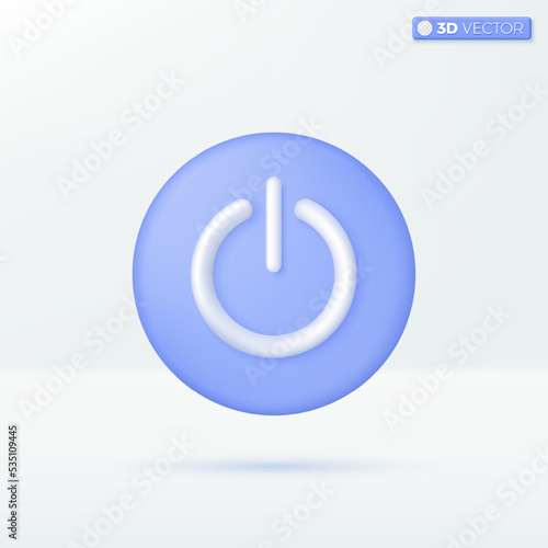 Push start button power icon symbols. Shut down, power on/off for web or mobile concept. 3D vector isolated illustration design. Cartoon pastel Minimal style. You can used for design ux, ui, print ad.