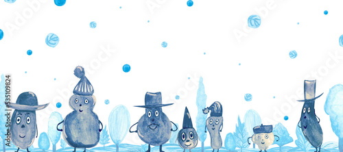 Watercolor illustration of christmas baby, winter doodle cartoon on white background for your design