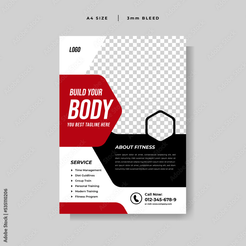 Modern Gym Fitness Flyer Vector template