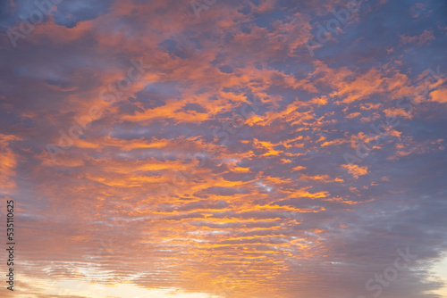 Beautiful orange sun rise and clouds