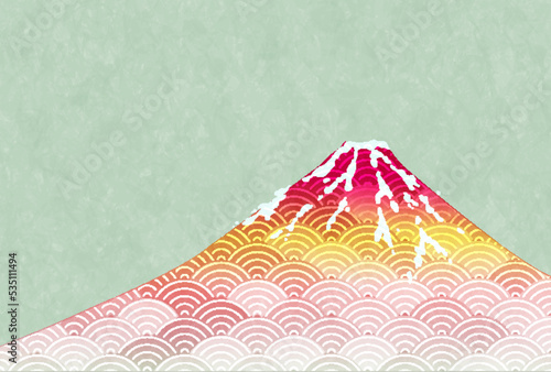 富士山　年賀状　和柄　背景	