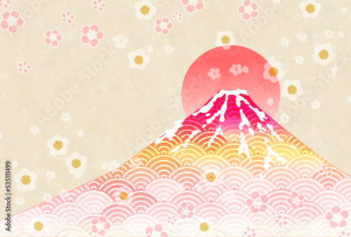 富士山　年賀状　和柄　背景	