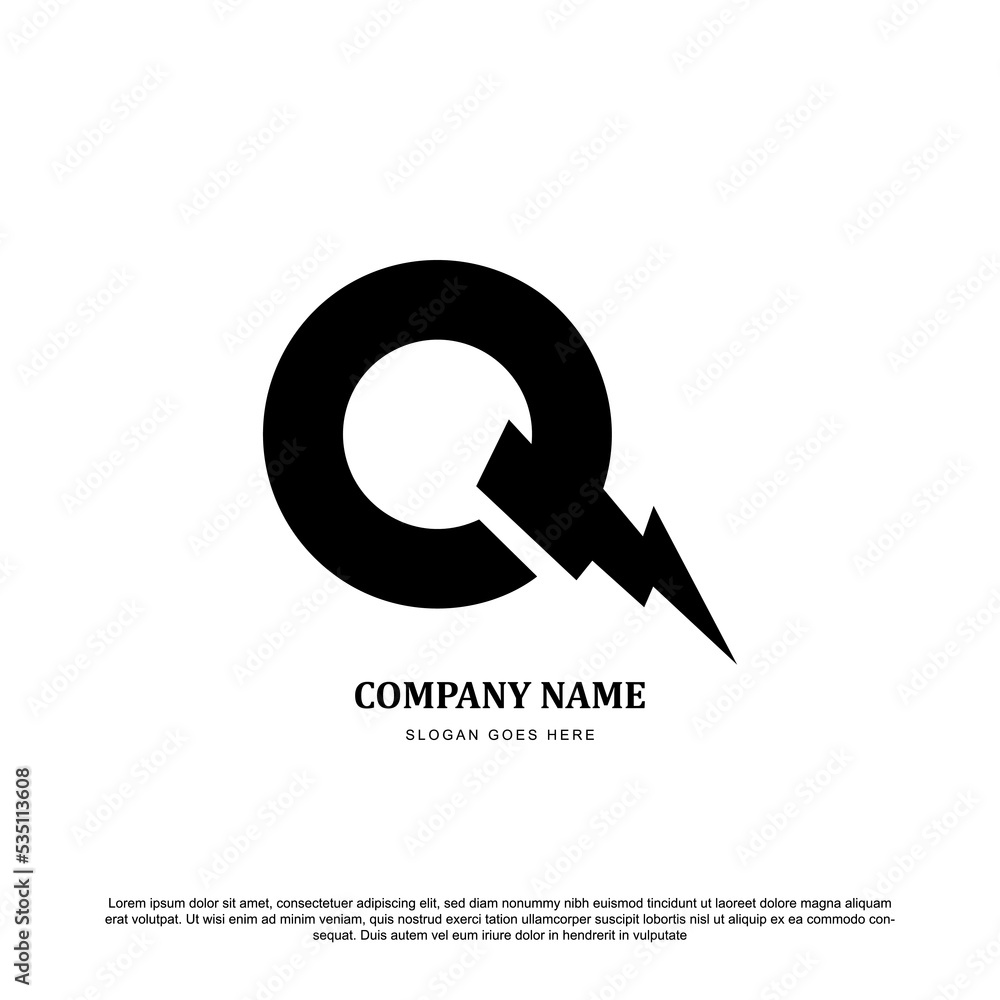 Unique letter Q with lightning logo. for tour brand or business Unique letter Q with lightning logo. for tour brand or business