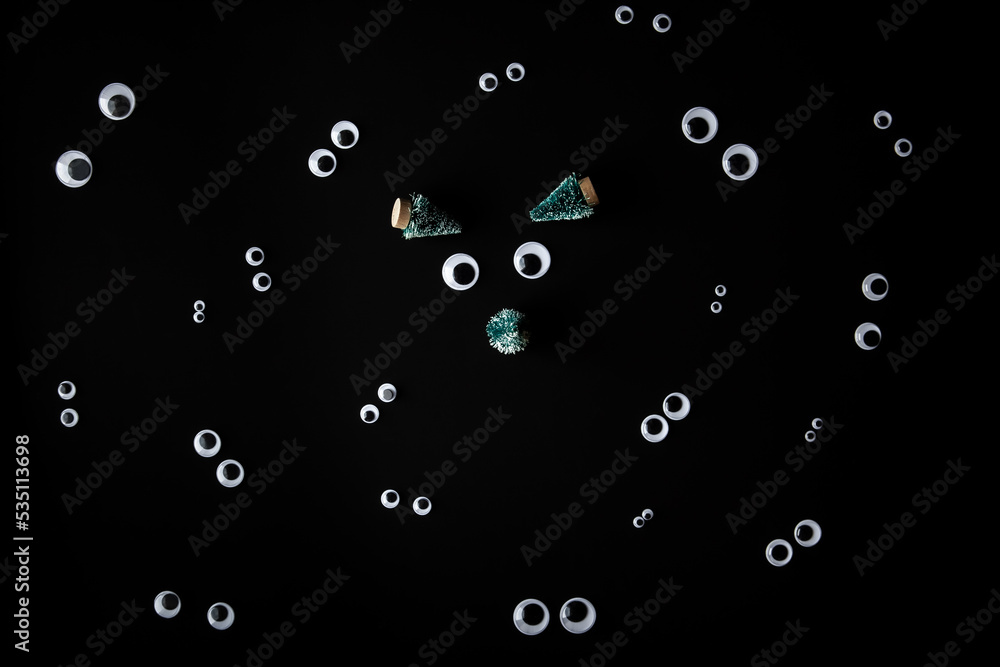 Funny face made from jiggly eyes and little fir tree Funny face made from jiggly eyes and little fir tree