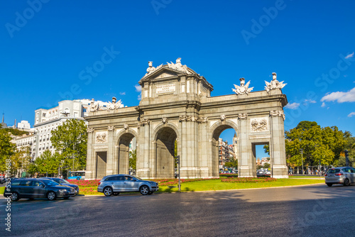 Puerta de Alcalá (Alcalá Gate) in Plaza de la Independencia (Independence Square), Madrid, Spain. photo