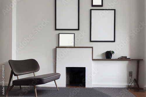 Obraz na plátně Mock up poster frame in modern interior background,Scandinavian style