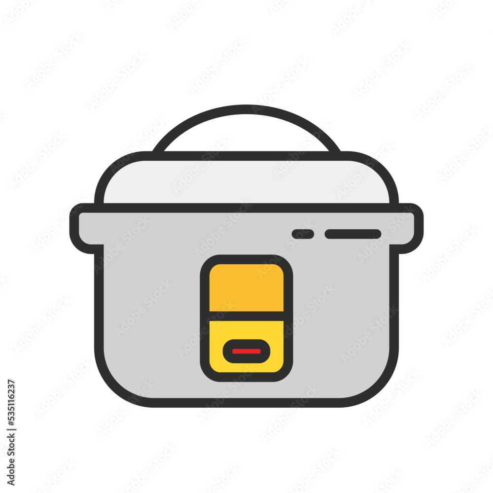 Rice Cooker Kitchen Set Tool Icon Flat Design Rice Cooker Kitchen Set Tool Icon Flat Design