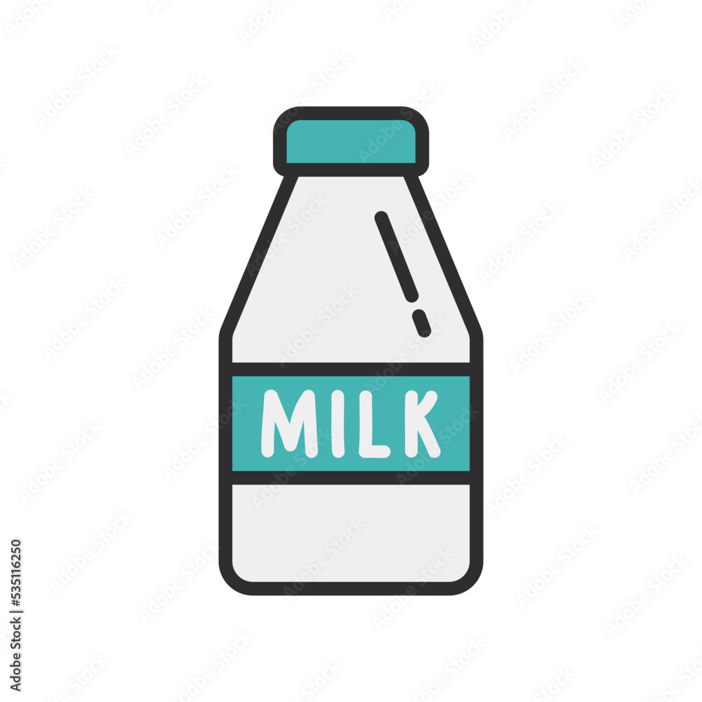 Milk Bottle Kitchen Set Tool Icon Flat Design Milk Bottle Kitchen Set Tool Icon Flat Design