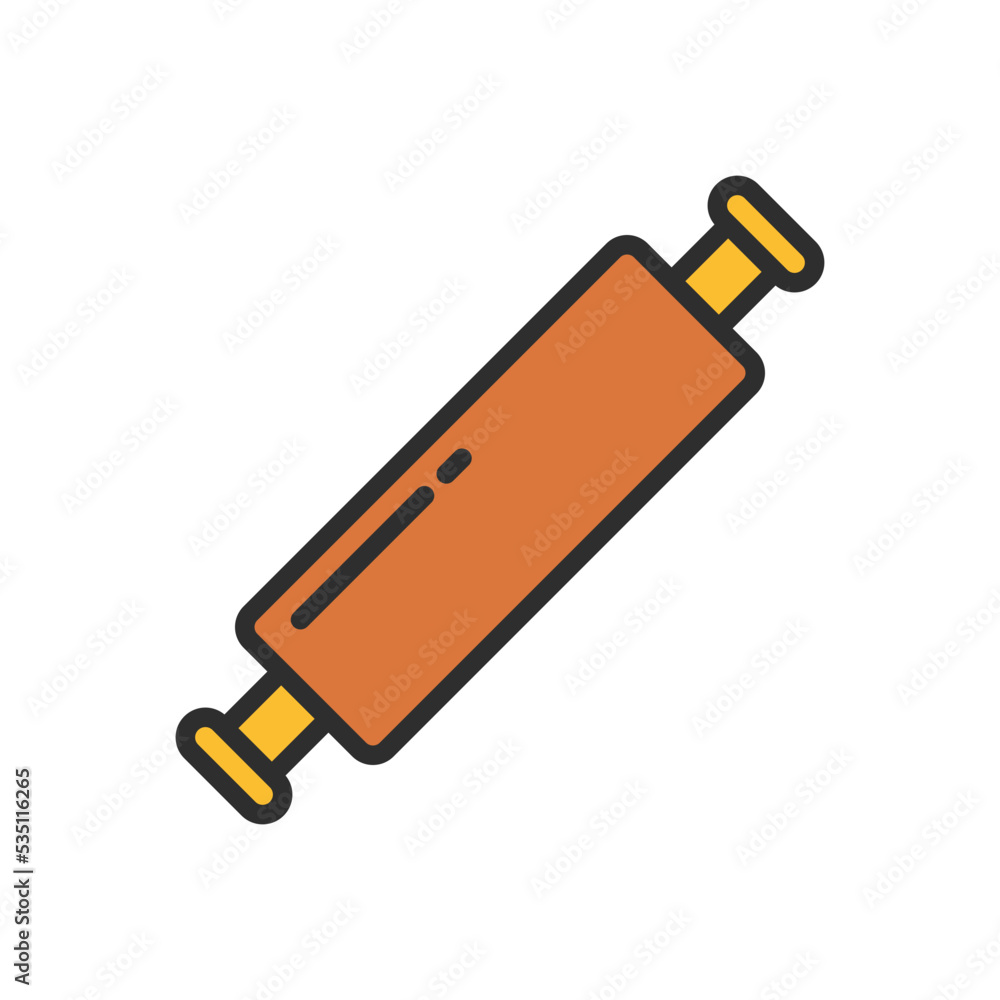 Dough Roller Kitchen Set Tool Icon Flat Design Dough Roller Kitchen Set Tool Icon Flat Design