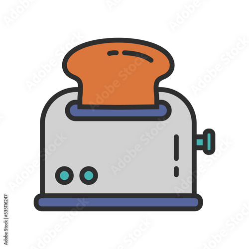 Bread Toaster Kitchen Set Tool Icon Flat Design