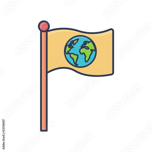 Flag Redcross Globe World Humanitarian Day Icon Flat Design