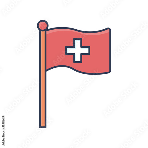 Flag Redcross Globe World Humanitarian Day Icon Flat Design