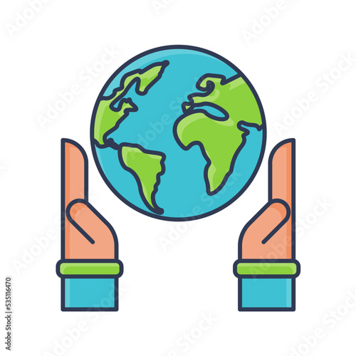 Globe World Humanitarian Day Icon Flat Design