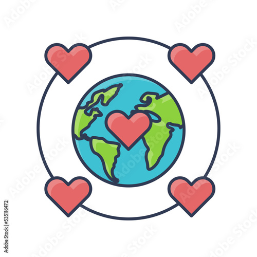 Heart World Humanitarian Day Icon Flat Design