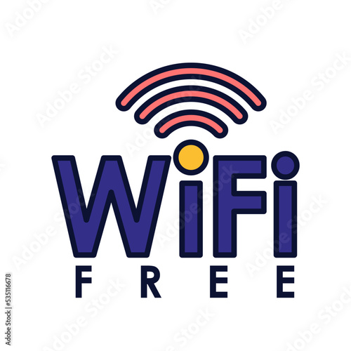 WiFi Free Element Icon Illustration. Hotel and Travel Icon Set. Hotel and Travel Icon Set for Web Apps, Apartment, Rent, Travel, Isolated Vector