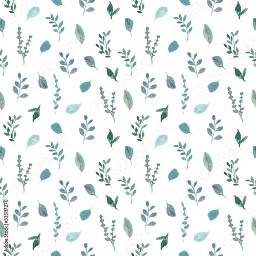 pastel green leaf seamless pattern