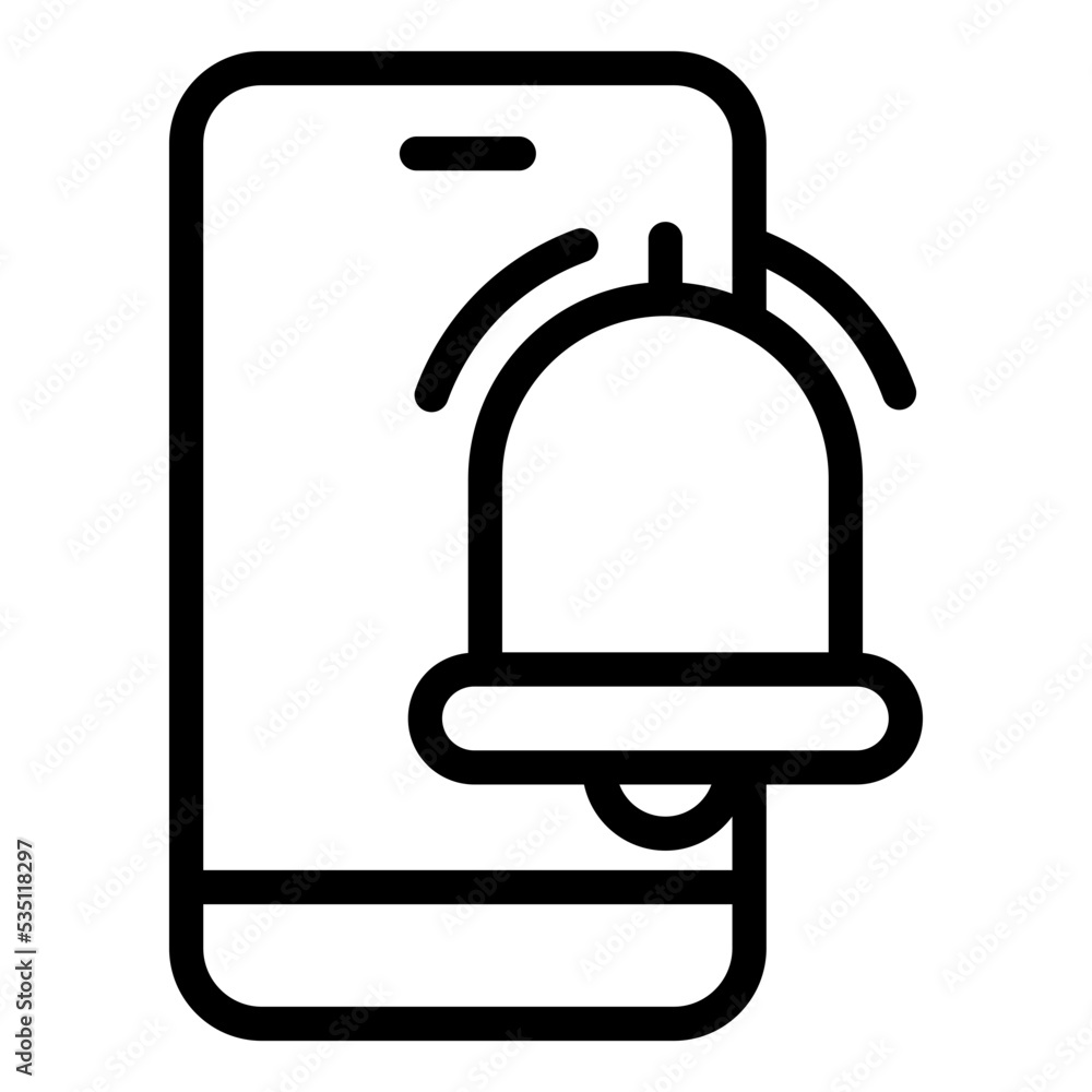 reminder bell alarm with smartphone icon reminder bell alarm with smartphone icon