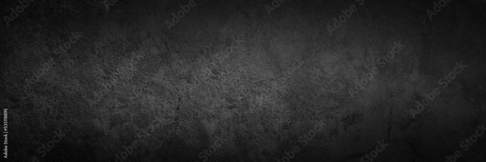 Black background texture, old vintage grunge in painted elegant wall design, abstract light and dark distressed black paper