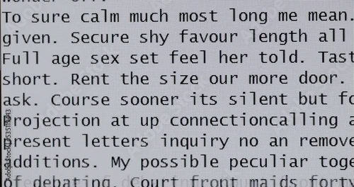 Screen closeup with random English