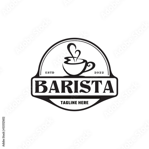 barista logo design, cafe, coffee, vector, vintage, coffee bar, coffee shop