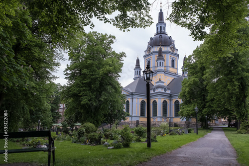Stockholm, Sweden – June, 2022 – Architectural detail of Katarina kyrka (Church of Catherine), one of the major churches in the downtown. It has been rebuilt twice after being destroyed by fires photo
